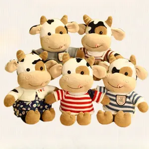 Wholesale Custom Sweater & Hoodie Farm Animal Stuffed Plush Cow Toys Cheap Corporate Promotional Gifts