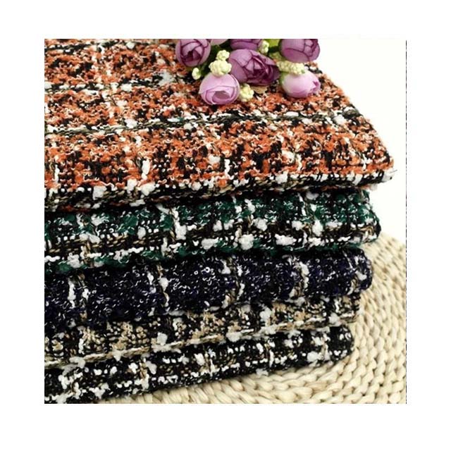 Твидовая ткань букле, шерстяная ткань с запахом, плетеная сетчатая пряжа, окрашенная ткань для пальто