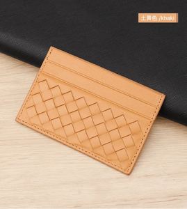 Cartera de piel auténtica tejida a mano para mujer, tarjetero de piel de oveja, monedero para tarjetas de crédito, tarjetero de cuero para mujer - Product Image 2