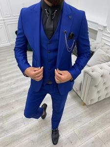 2022 Trajes De Novio De tres piezas <span class=keywords><strong>para</strong></span> hombre Azul Rey, trajes <span class=keywords><strong>para</strong></span> hombre con solapa en pico, esmoquin De boda hecho a medida, trajes ajustados <span class=keywords><strong>para</strong></span> hombre - Product Image 2