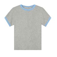 Camiseta Corta de Verano para Mujer RUICHI, 230GSM, Estilo Y2K, Cuello Redondo, Corte Ajustado, Cuello y Puños en Color Contrastante, Manga Corta