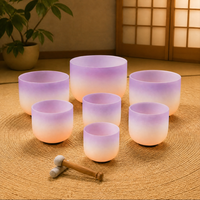 Ensemble de bols chantants en cristal de quartz REMA 432Hz, pureté 99,99 %, 7 pièces, 6-14 pouces, CDEFGABC # D # F # G # A #   Méditation sonore par les tons 2