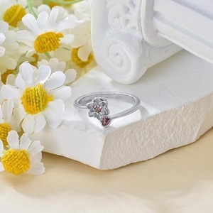 Silver Plated Rotating Flower Jewelry Colored Zircon Heart Girl Star Rotating <b>Ring</b> for Women Anxiety <b>Stress</b> Relief Fidget <b>Ring</b> - Product Image 2