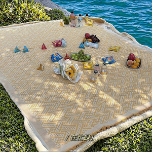 Tappetino da Picnic portatile per esterni in tovaglia da giardino resistente al vento con uscita primaverile materasso in acrilico impermeabile per parchi e campeggio - Product Image 1