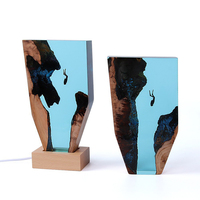 Lampe créative en résine époxy et bois, faite à la main, multicolore, thème océan, lampe aquatique, plongée en eaux profondes, pour les passionnés de plongée en grotte