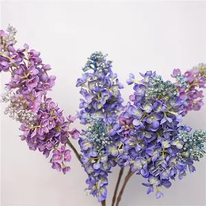 Materiale floreale floreale fiore blu viola francese per la decorazione della tavola del fiore artificiale con sensazione di mano lilla