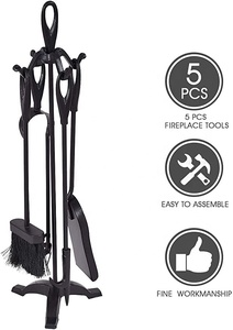 Ensemble d'outils classiques <span class=keywords><strong>pour</strong></span> foyer avec pinces <span class=keywords><strong>à</strong></span> <span class=keywords><strong>bois</strong></span> et support, 27,8 pouces, 5 pièces - Product Image 4