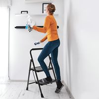Escabeau pliable avec marches larges antidérapantes, en acier durable et léger, pour armoire/cuisine/escalier/adultes