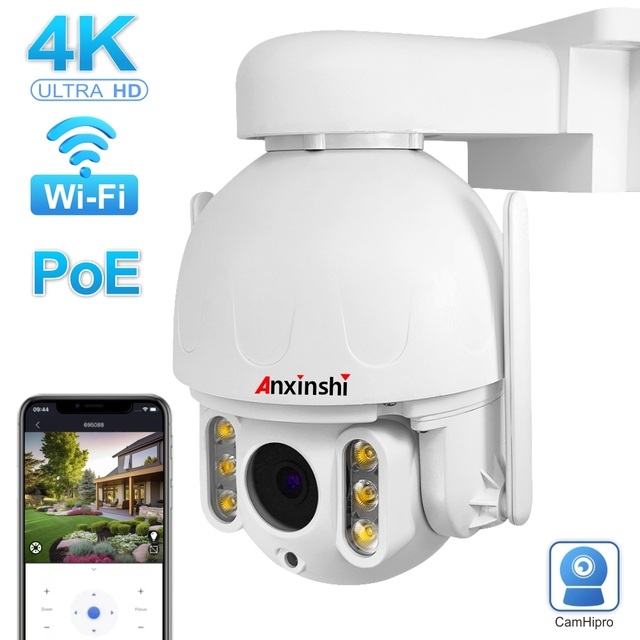 Wireless and Wired IP PTZ Camera 4K 8MP Smart WiFi Security Camera with POE Ai Human Detection 7/24 Recorder