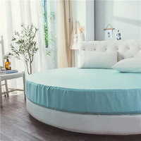 Drap-housse élastique Linge de lit en satin soyeux et doux Couvre-lit de couleur unie Couvre-matelas pour lits ronds Queen 220x220 230x230 Cm