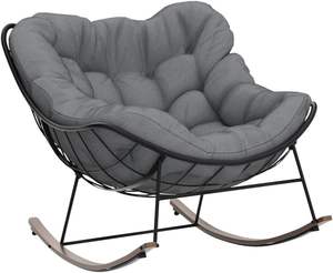 Mecedora para patio al aire libre <span class=keywords><strong>Silla</strong></span> Papasan de gran tamaño con cojín y Marco - Product Image 1