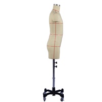 Mannequin Homme en Fibre de Verre, Torse sur Pied, Demi-Corps, Forme de Robe Pliable avec Épaules et Bras Amovibles pour Couture et Présentation