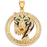 Hip Hop Acier Inoxydable Cristal Léopard Pendentif Collier Tendance Bijoux De Mode Charmes