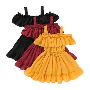 Vestidos de Algodón de Color Puro de Alta Calidad para Niñas, Sin Mangas, 2021 - Product Image 1