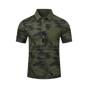 Camo para hombre para polo con bolsillo de parche de gran tamaño tejido con estampado antiarrugas para hombre - Product Image 4