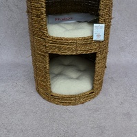 Lit pour chat en corde de paille tressée à la main, double couche, avec coussins en coton doux, écologique, niche pour chaton