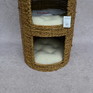 <span class=keywords><strong>Lit</strong></span> pour chat en corde d'herbe tressée à la main, double couche, artisanal, maison pour animaux <span class=keywords><strong>de</strong></span> compagnie, condo pour chaton en corde d'herbe faite à la main avec coussins - Product Image 4