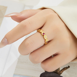 Vintage Style Hand Brushed Micro Set Zircon Open <b>Ring</b> Geometric Adjustable Index <b>Finger</b> <b>Ring</b> - Product Image 2