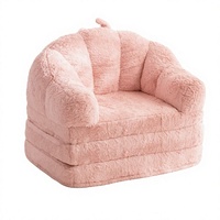 MAXYOYO Fauteuil Poire Moderne en Fausse Fourrure PU, Forme Florale, Ultra Doux, avec Accoudoirs, Grand Canapé de Lecture pour Salon et Chambre, Rose