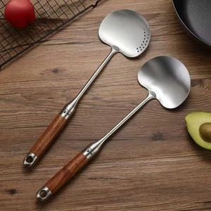Spatules en acier inoxydable, ensemble de 2 pièces, ustensiles de cuisine robustes pour la friture, le mélange et le service - Product Image 1