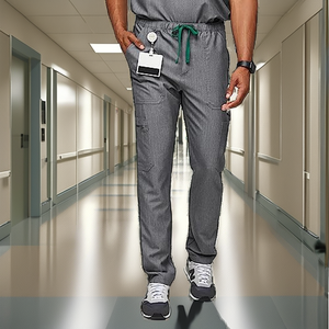 Pantalon chirurgical classique coupe droite pour homme, mélange de coton, 9 poches, tissu Dobby extensible 4 directions, usage hospitalier, lavage en machine, ODM - Product Image 2
