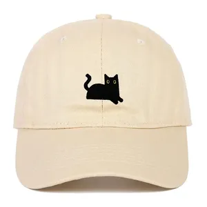 JX黑猫刺绣男女软顶棒球帽，户外夏季太阳帽