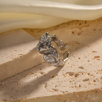 Modeschmuck minimalistischer Schmuck 18K gold plattiert Edelstahl Ringe unregelmäßig breit hammerte Lava offener Ring
