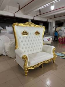 Simplicidad barato lujo oro blanco Hotel boda evento reposabrazos respaldo alto reina rey trono <span class=keywords><strong>silla</strong></span> - Product Image 3