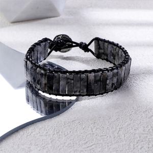 Bracelet Boho en pierre de neige naturelle fabriqué à la main Bracelet délicat en perles de pierres précieuses réglables pour bijoux de mode pour homme - Product Image 5