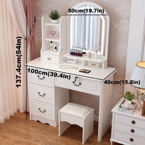 モダンなベッドルーム家具ベッドセットミラーライト付きバニティドレッサーデスクミラードレッシングテーブルデザインアパート用 - Product Image 2