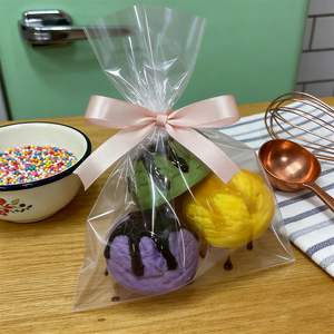 3pcs Set Plastic Ice Cream Scoops Gelato Models Eco-Friendly Yellow Purple Green <b>Sauce</b> Pouring Kit Gift Bag Butterfly Knot - Product Image 4