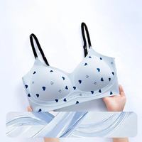 Soutien-gorge sans couture de haute qualité pour femme, imprimé cœur, invisible, confortable, type T-shirt, bonnets lisses, sous-vêtement doux pour tous les jours