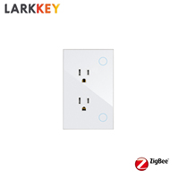Interrupteur intelligent Tuya Larkkey 1 ZigBee + 1 prise ZigBee US, panneau tactile, interrupteur d'éclairage, norme américaine