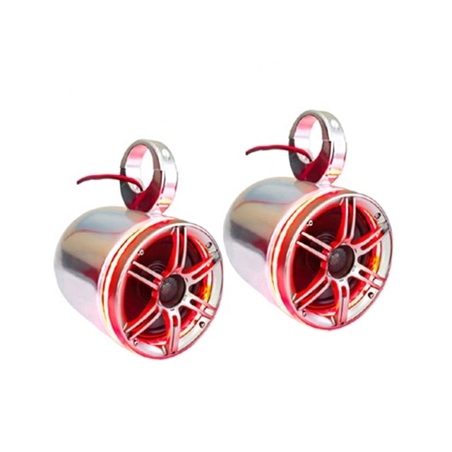 Pair of Reborn Single Wakeboard Tower Speaker With LED Light Ring - RED