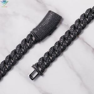 Collier et bracelet en diamant noir 13 mm Argent S925 serti de diamants Moissanite VVS Chaîne à maillons avec certificat GRA - Product Image 5