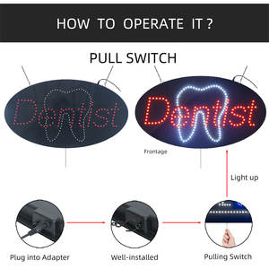 Enseigne LED ovale pour <span class=keywords><strong>dentiste</strong></span>, 15 x 27 pouces, enseignes électroniques à message défilant pour fenêtre - Product Image 4