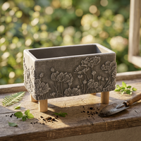 Pot de fleurs en béton à motif en relief flottant, vente directe usine, pour jardinage domestique et extérieur