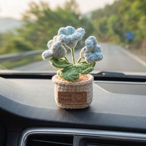 Décoration d'intérieur : Aimants de réfrigérateur au crochet, mini plantes en peluche faites à la main (cactus, fleurs, plantes en pot) – Vente directe usine - Product Image 6