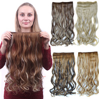 Extensions capillaires synthétiques sans couture à 5 clips, résistantes à la chaleur, avec mèches ombrées, pour usage professionnel (OEM) et mariages