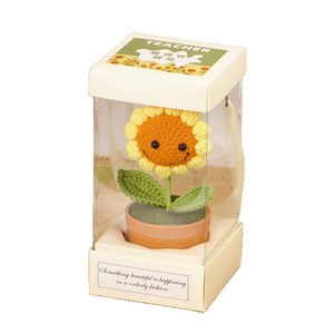Lámpara de noche de girasol de ganchillo hecha a mano, decoración de maceta con simulación de tulipán, regalo festivo, producto terminado. - Product Image 5
