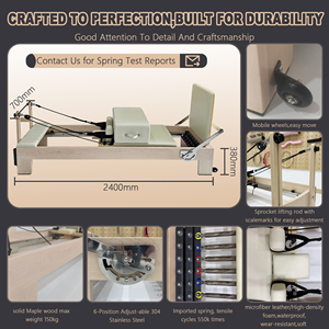 Australia Maple Wood Reformer Machine Adjustable Exercise Wooden Equipment for Use MW-01 MW-01 - Product Image 4