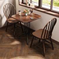 Ensemble de table à manger, mobilier de restaurant, tables et chaises vintage en bois massif pour restaurant occidental et bistro