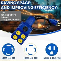 Adaptateur de générateur 5 en 1, rallonge, NEMA L14-30P, quatre prises 5-20R/5-15R L14-30R, 30A 250V, adaptateur d'alimentation pour camping-car, matériau en caoutchouc durable