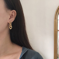Nouveau Design Minimaliste Hypoallergénique En Acier Inoxydable Boucles D'oreilles Femmes Bijoux 18K Plaqué Or Cubain Lien Chaîne Goutte Boucles D'oreilles