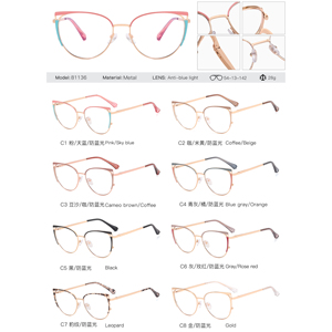MS 81136 Women's New Vintage Fashion Cat Eye Metal Eyeglasses Frame Blue <strong>Shielding</strong> Computer <strong>Glasses</strong> Cute and Stylish - Product Image 3