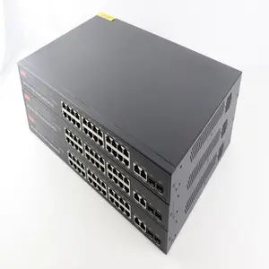 QoS 6 4 Ethernet Gigabit Poe Switch 24 Port buatan Tiongkok