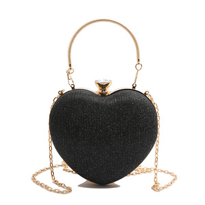 Bolso de mano con forma de corazón y purpurina, bolso de noche brillante, bolso cruzado con cadena dorada para fiesta de boda - Product Image 1