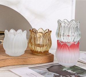 ขวดเทียนเปล่ารูปทรงดอกบัวสีขาวชมพูขนาดเล็กแบบกำหนดเองได้ สำหรับใส่เทียนแต่งงาน คริสต์มาส วันวาเลนไทน์ และวันอีสเตอร์ - Product Image 6