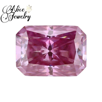 Belle pierre de moissanite rose rectangulaire biseautée, pierre libre à facettes, pierre principale, vente en gros