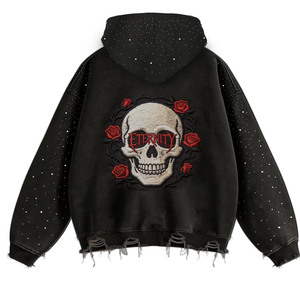 Sweat à capuche avec strass, sweat à capuche Y2k en <span class=keywords><strong>coton</strong></span> et polyester, sweat oversize - Product Image 5